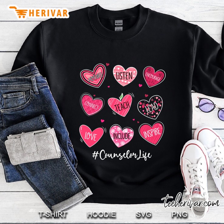 Funny Hearts Teach Love Inspire Counselor Life Valentine