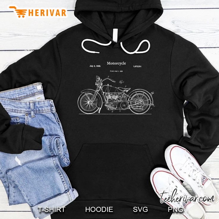 Vintage Street Bike Blueprint - Motorcycle Biker Hoodie