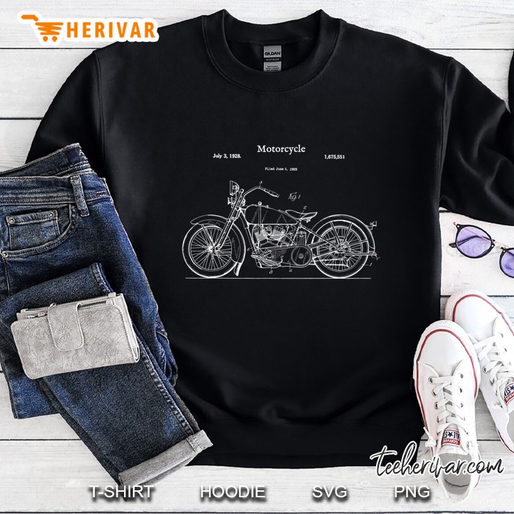 Vintage Street Bike Blueprint - Motorcycle Biker Sweatshirt