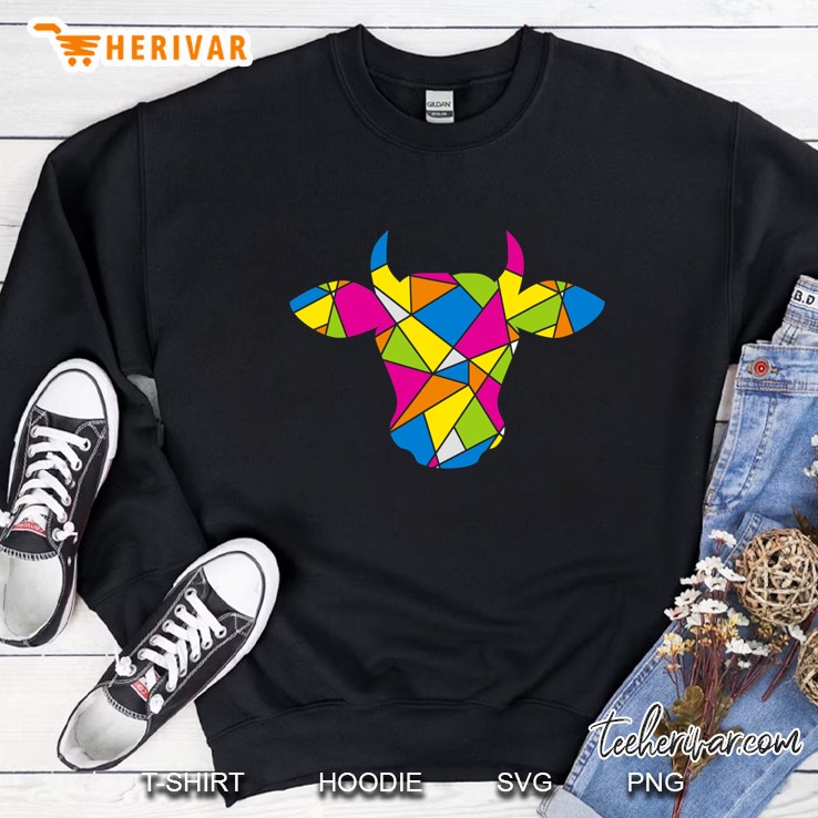Colorfull Cow Art Farmer Cowgirl Ranch Cow Head Sweatshirt