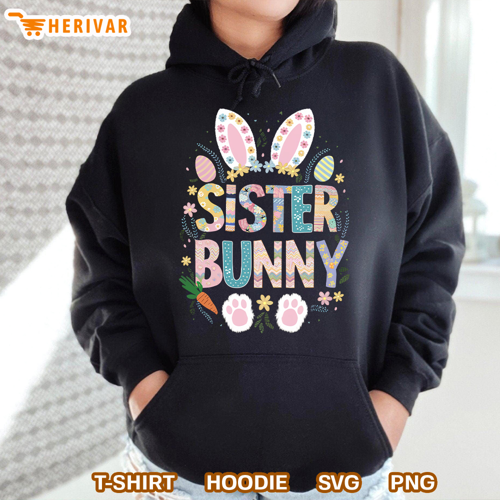 Happy Easter day 2024 Ears Family Matching women Sister Bunny T-shirt Hoodie
