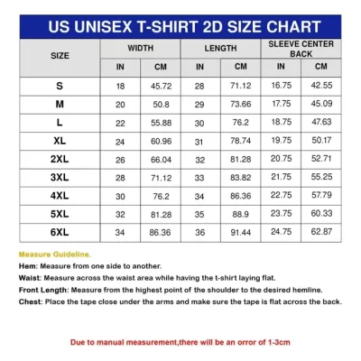 Unisex T-shirt Size